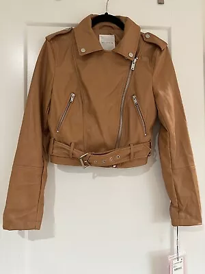 Buy NWT Faux Leather Jacket Tan Brown Size Small • 15.83£