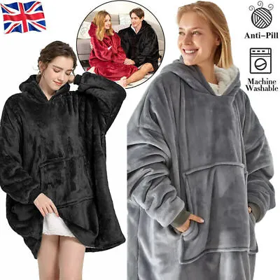 Buy Kids Adult Snuggle Blanket Oversized Sherpa Fleece Hoodie Robe Hooded Sweatshirt • 12.33£