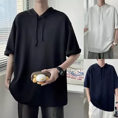 Buy Fashionable Men's Loose Fit Short Sleeve Pullover Hoodie Tshirt Top For Summer • 14.47£