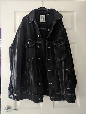 Buy Collusion Size SXX Very Oversized Thick Heavy Denim Jacket Black Grey Goth Emo • 12£