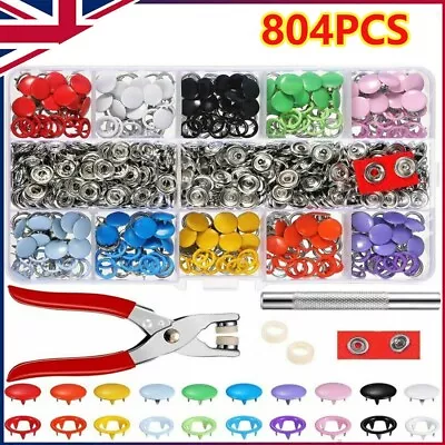 Buy 804Pcs Heavy Duty Snap Fasteners Press Studs Kit + Poppers Leather Button Tool • 8.99£