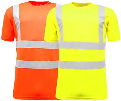 Buy Hi Vis Viz Visibility Short Sleeve Safety Work Crew Neck T Shirt | S To 4xl • 12.95£