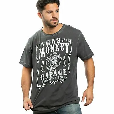 Buy Gas Monkey Garage Mens T-shirt Blood Sweat & Beers Acid Wash S-XXL Official • 10.49£