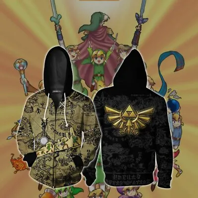 Buy Men Women The Legend Of Zelda Cosplay Uniform 3D Print Zip Hoodie Jacket New • 37.70£
