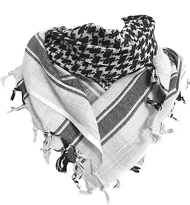 Buy Cotton Palestinian Shemagh Freedom Scarf Keffiyeh Head Wrap Black And White • 10.99£