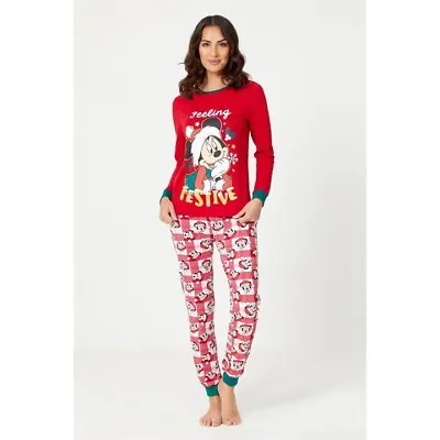 Buy Disney Women's Red Minnie Mouse Christmas Pyjamas Cotton - Size Large 16-18 • 12.99£