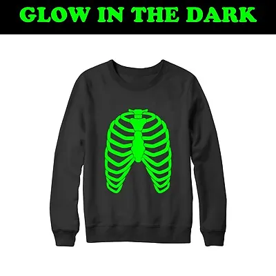 Buy Rib Cage Sweatshirt Glow In The Dark Heart Skelton Halloween Party Friends Gifts • 15.99£
