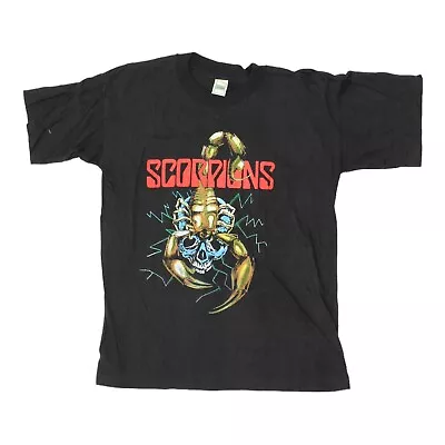 Buy Scorpions Mens Black Tshirt | Vintage 90s Single Stitch Hard Rock Music Band Tee • 120£