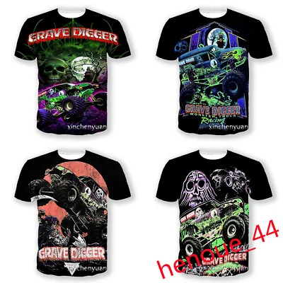 Buy Unisex 3D Grave Digger Monster Truck Racing Short Sleeve T-Shirt Tee Top Gift UK • 8.39£