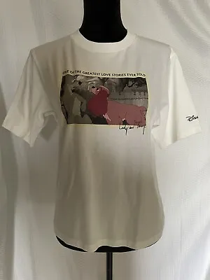 Buy Disney Lady And The Tramp White Graphic Tee T-shirt Size Small • 11.37£