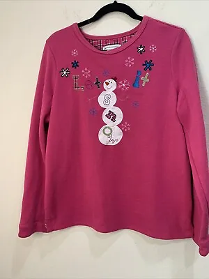 Buy Vintage Christopher & Banks Let It Snow  Christmas Sweater Pink Size M • 4.72£