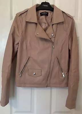 Buy MARKS & SPENCER LIMITED EDITION Nude Pink Faux Leather Biker JACKET Size 8 • 9£