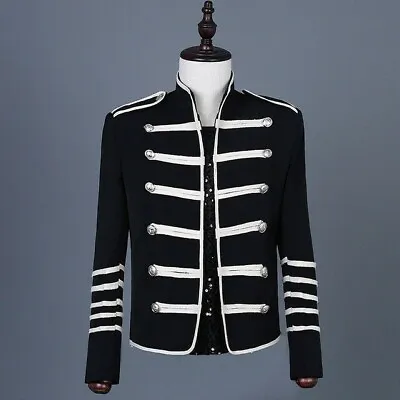 Buy Mens Military Hussar Jacket Artillery Tunic Uniform Drummer Rock Band Blazer • 52.85£