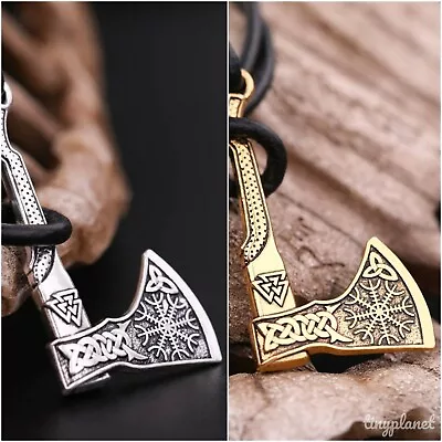 Buy Viking Thor Axe Wrap Bracelet Braided Leather Norse • 5.99£