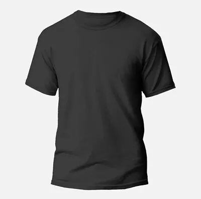 Buy Men Plain 100% Polyester Short Sleeve T-shirts Football Jersey Gym Etc. Black XL • 3.49£