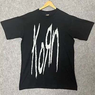Buy KoRn T-shirt Giant Life Is Peachy Black Silver 1996 Band Tee Cotton Vtg Men's • 199£