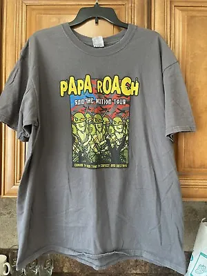 Buy Papa Roach Y2K Raid The Nation Tour T-Shirt Vintage Original XL Gray Grey Rare • 118.54£