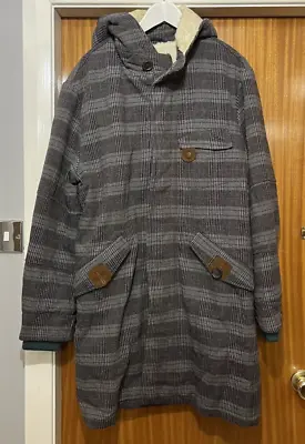 Buy Seal Kay Parka Checked Winter Jacket Wool Blend Hooded Sherpa Fleece Lining 44  • 29.99£