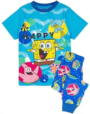 Buy SPONGEBOB SQUAREPANTS Kids Pyjama Set | Character Blue T-Shirt Long Bottoms Pjs • 14.99£