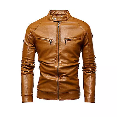 Buy Mens Real Biker Fashionable Leather Jacket Spring Retro Motorcycle Racer Coat • 26.97£