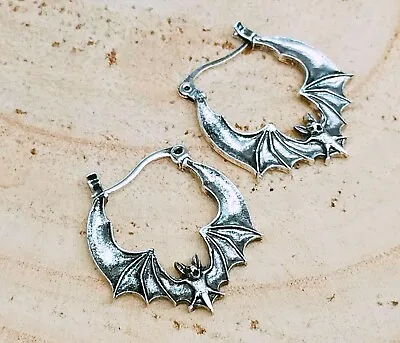 Buy Bat Hoop Earrings, Halloween Earrings, Gothic Earrings, Bat Earrings, Halloween • 5.95£