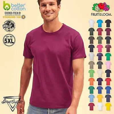 Buy Mens Cotton Plain T-Shirt Fruit Of The Loom Short Sleeve Casual Valueweight Top • 5.32£