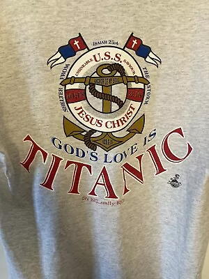 Buy Vintage Single Stitch T Shirt Medium Gods Love Is Titanic Printed T Shirt 1998 • 15.99£