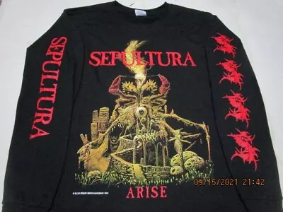 Buy SEPULTURA Arise European Tour 1991 Dates LONG SLEEVE LARGE Size SARCOFAGO CHAKAL • 27.60£