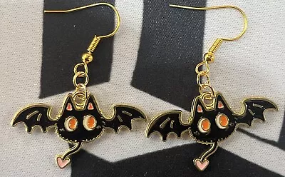 Buy Black Cat Bat Heart Halloween Earrings Goth Kawaii Punk Spooky Jewellery • 3.98£