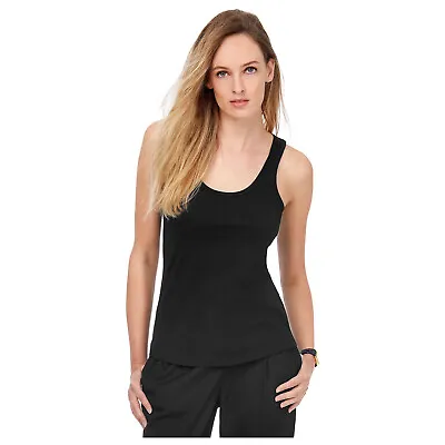 Buy Pack Of 2 Ladies Vest Womens Cotton Stretchy Plain T-shirt Cami Casual Tank Top • 5.99£