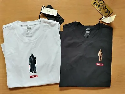 Buy 2 Levis X Star Wars Graphic Tee Black+ White T-shirt XS Darth Vader Chewbacca  • 49.99£