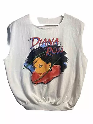 Buy Vintage Diana Ross Unisex Sleeveless Tank Top Sweater 80s White Size Small Rare • 92.14£