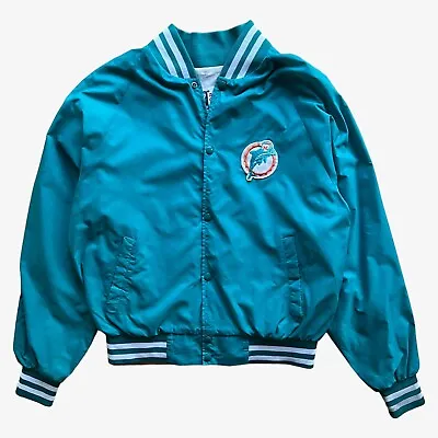 Buy Vintage 90s Miami Dolphins NFL Blue Varsity Jacket, Retro Skateboard Football • 60£