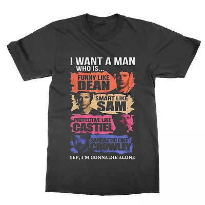 Buy I Want A Supernatural Man T-shirt Funny Nerd Tee Dean Sam Castiel Crowley Gift • 12.99£