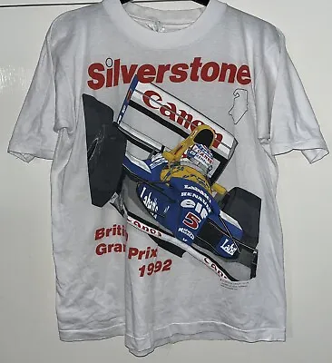 Buy Vintage 1992 Formula One British Grand Prix T-Shirt, White, Small Single Stitch • 39.99£