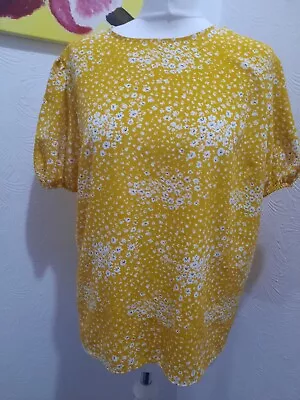 Buy TU Womens Mustard Floral Size 16 Top Blouse T-shirt Ditsy Smart Yellow Office • 3.95£