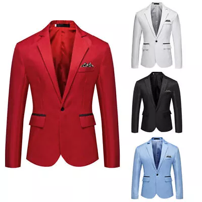 Buy Mens Smart Fit Tuxedo Jacket One Button / Slim / Suit Dress Wedding Work & Party • 20.29£