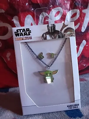 Buy Disney Star Wars Mandalorian The Child Pendant Necklace & Stud Earrings... • 15£