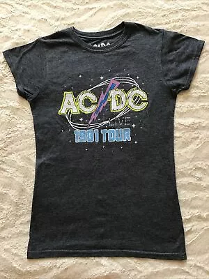Buy AC/DC Ladies T-shirt Grey 1981 Tour - Sz S (8/10) • 5.99£