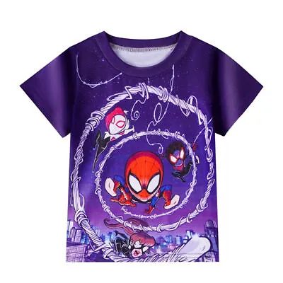 Buy Boys Spiderman T Shirt Short Sleeve Tee Tops Kids Cartoon Clothes Age 4-8 Years • 5.99£