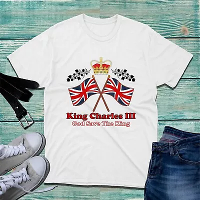 Buy King Charles III Coronation T-shirt God Save The King Royal Crown CR III Tee Top • 9.99£