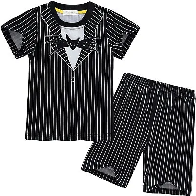 Buy Kids Boys Jack Skellington Cosplay Pajamas Set Sleepwear T-shirt +Shorts Outfits • 12.58£