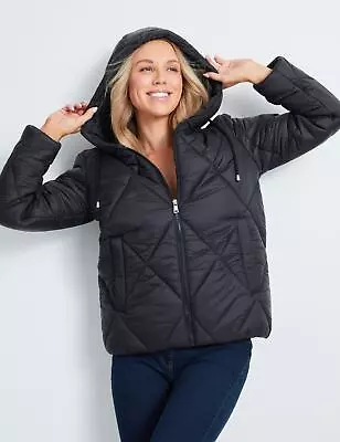 Buy RIVERS - Womens Regular Jacket - Black Winter Coat - Puffer - Large Diamond • 19.79£