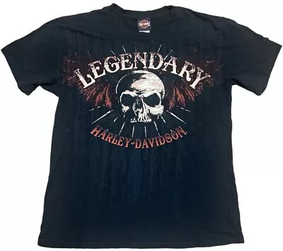 Buy Harley Davidson Legendary Dekalb IL Black Double Sided T Shirt Size L • 25£