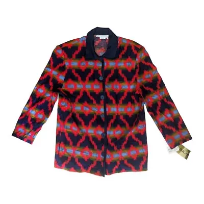 Buy Vintage 80s 90s Deadstock Funky Patterned Festival Fleece Jacket • 4£