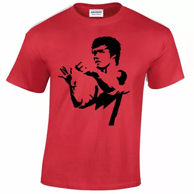 Buy New Bruce Lee Mens RED T Shirt/Worn By Tony Stark Avengers/Movie/Kick • 9.99£