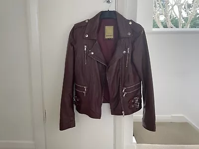 Buy Leather Racing Style Oxblood Biker Jacket - Size S (8-10) In VGC, Soft Leather • 55£