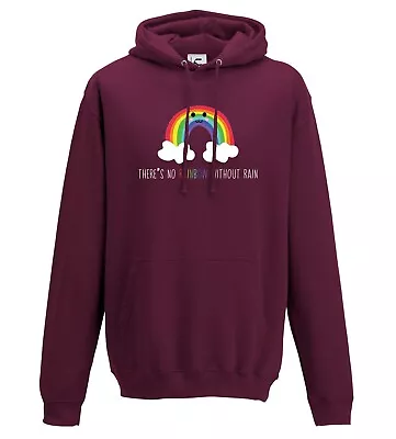 Buy There's No Rainbow Without Rain Hoodie Jumper Gift Positive Mindfulness Hoodie • 21.99£