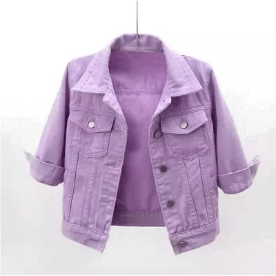 Buy Womens Denim Jacket Womens Coat Color Plain Top Button Up Ladies Short Jean Top • 22.80£