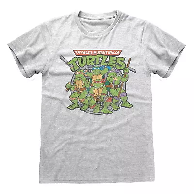 Buy Teenage Mutant Ninja Turtles Retro Group Heather Grey T-Shirt  OFFICIAL • 16.39£